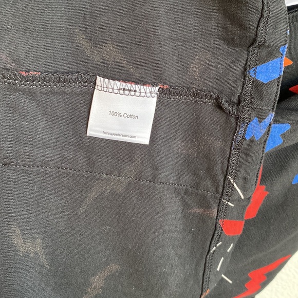 Hanna Andersson Lightning Bolt Pattern Long Sleeves Black Cotton Dress Sz 6-7 - Picture 5 of 7